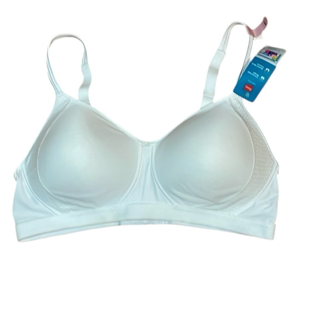 Hanes White Wire-Free Bra, Large
